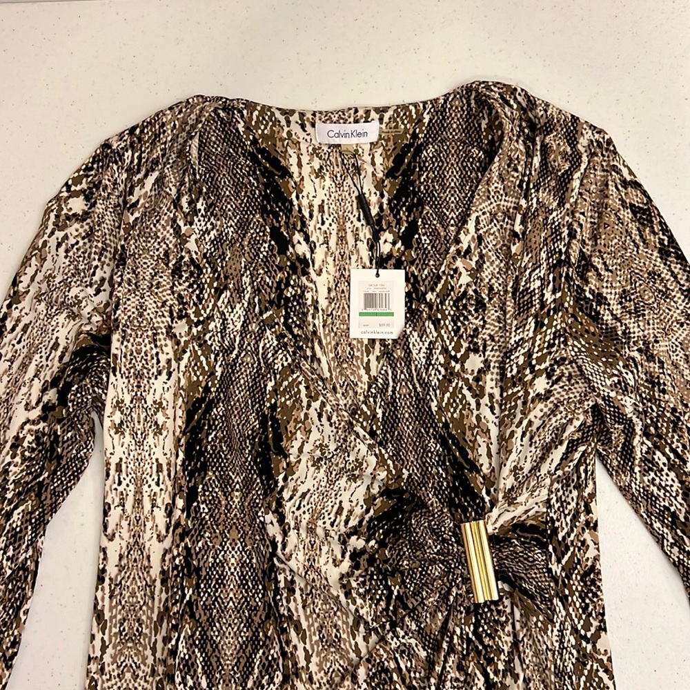 Calvin Klein Wrap V-neck Blouse- NEW